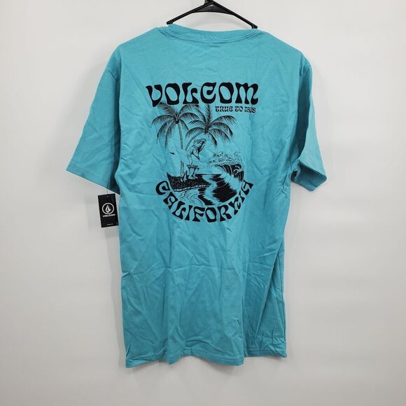 Volcom Goalden Bear Short Sleeve Tee Men Size Medium NWT Cali Blue Heather - Picture 1 of 14
